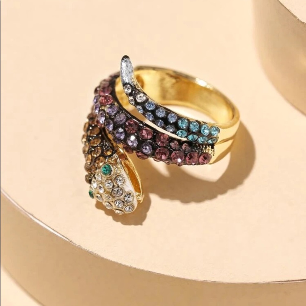 ๐ Colorful Rhinestone Wrap Snake Ring ๐ - Picture 2 of 3